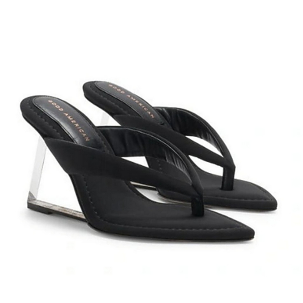 GOOD AMERICAN Size 7 WEDGE SANDAL BLACK NEOPRENEA WOMENS - Picture 9 of 10